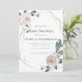 Faire-part Baby shower | Aquarelle Dusty Rose Floral (Debout devant)