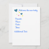 Faire-part baby shower avec bébé éléphant (Dos)