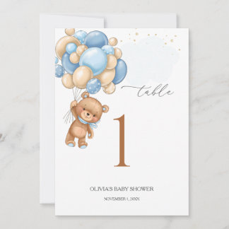 Faire-part Baby shower Bear Blue Ballots Tableau Numéro 5" x 
