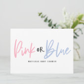 Faire-part Baby shower beigne rose ou bleu (Debout devant)