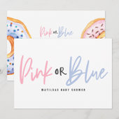 Faire-part Baby shower beigne rose ou bleu (Devant / Derrière)