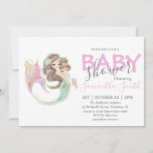 Faire-part BABY SHOWER Brown MERMAID sous la mer (Devant)