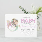Faire-part BABY SHOWER Brown MERMAID sous la mer (Debout devant)