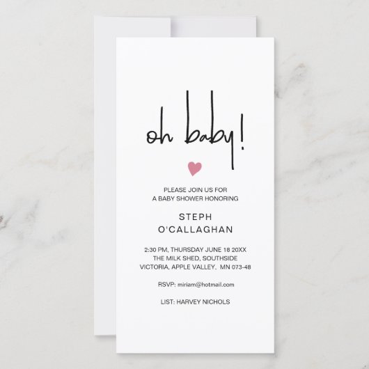 Faire-part Baby shower cellulaire moderne numérique fille Vit (Devant)