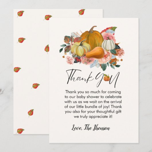 Faire-part Baby shower citrouille Boho Fall (Devant / Derrière)