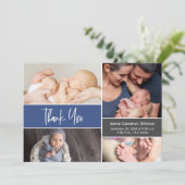 Faire-part Baby shower de naissance bleu bébé personnalisé (Debout devant)