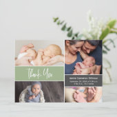 Faire-part Baby shower de naissance vert bébé personnalisé (Debout devant)