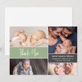 Faire-part Baby shower de naissance vert bébé personnalisé (Devant / Derrière)