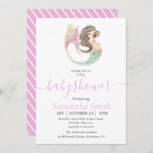 Faire-part Baby shower de sirène sous la mer