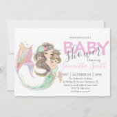 Faire-part Baby shower de sirène sous la mer (Devant)