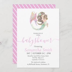 Faire-part Baby shower de sirène sous la mer