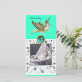 Faire-part BABY SHOWER DE STORE SWIRLS MONOGRAM aquamarine (Debout devant)