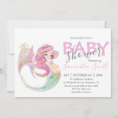 Faire-part Baby shower du parti Mermaid (Devant)