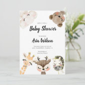 Faire-part Baby shower Jungle Safari Animaux Invitation, BA10 (Debout devant)