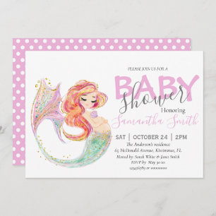 Faire-part BABY SHOWER MERMAIN CUTE sous la mer