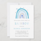 Faire-Part Baby Shower Miracle Baby Blue Rainbow B (Devant)