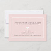 Faire-part Baby shower Parties scintillant rose MERCI fille | (Dos)