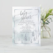 Faire-part Baby shower | Silver Blue Winter Wonderland (Debout devant)