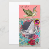 Faire-part BABY SHOWER STORE MONOGRAM, rubis (Devant / Derrière)