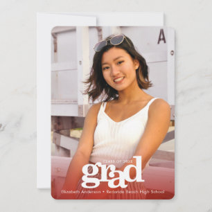 Faire-part Bac rouge graduation personnalisée photo audacieus