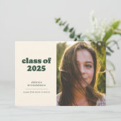 Faire-part Baccalauréat en photo de la simplicité rétro Vert  (Debout devant)