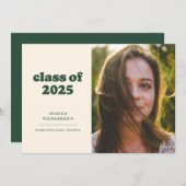 Faire-part Baccalauréat en photo de la simplicité rétro Vert  (Devant / Derrière)