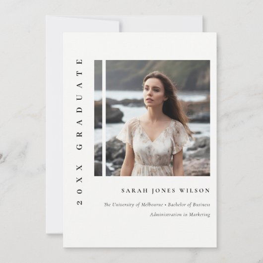 Faire-part Baccalauréat simple en noir et blanc (Devant)