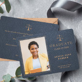 Faire-part Bachelière de droit 2024 photo d'or de la marine