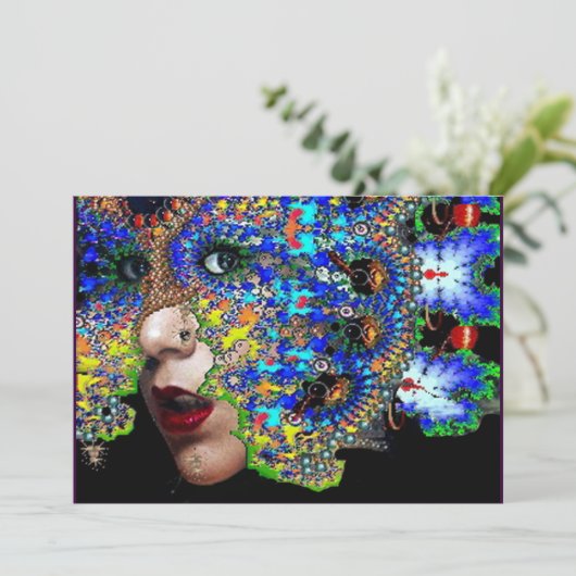 Faire-part Bal Masquerade Mardi Gras EPHÉMÉRAL, Masque Bleu (Debout devant)