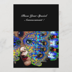 Faire-part Bal Masquerade Mardi Gras EPHÉMÉRAL, Masque Bleu