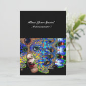 Faire-part Bal Masquerade Mardi Gras EPHÉMÉRAL, Masque Bleu (Debout devant)