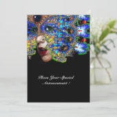 Faire-part Bal Masquerade Mardi Gras EPHÉMÉRAL, Masque Bleu (Debout devant)