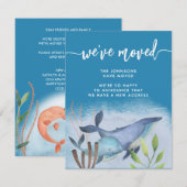 Faire-part Baleine Bleue Côtière Nautique Nouvelle adresse Dé (Devant / Derrière)