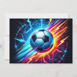 Faire-part Ballon de football électrique futuriste éclair