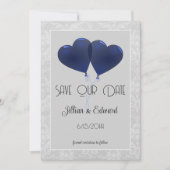 Faire-part Ballons Coeur Bleu Enregistrer La Date Annonce (Devant)