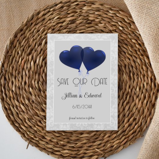 Faire-part Ballons Coeur Bleu Enregistrer La Date Annonce