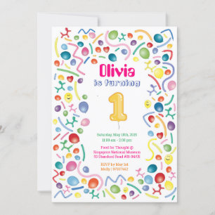 Faire-part Ballons colorés Thème Anniversaire de enfant Invit