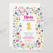 Faire-part Ballons colorés thème Anniversaire de enfant Invit (Devant / Derrière)