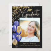 Faire-part Ballons de la Marine Bleue Gold (Devant)