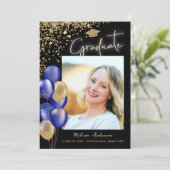 Faire-part Ballons de la Marine Bleue Gold (Debout devant)