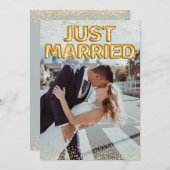 Faire-part Ballons d'or juste mariés photo Mariage (Devant / Derrière)