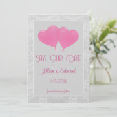 Faire-part Balloons Coeur Rose Enregistrer La Date Annonce (Debout devant)