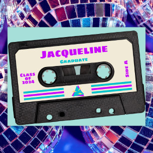 Faire-part Bande de mélange violet des années 80 rétro 2025