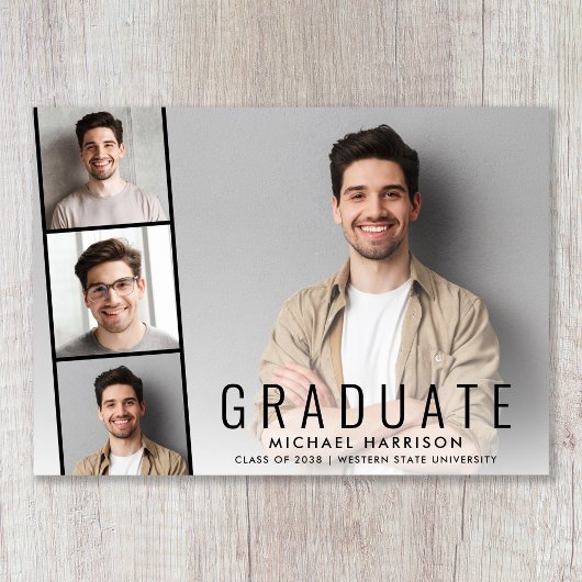 Faire-part Bande Photo Moderne Graduation Simple