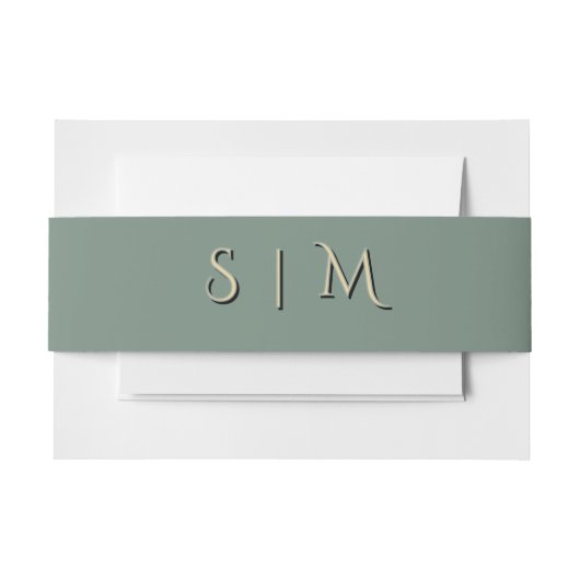 Faire-part Bandeau de mariage à monogramme Deep Sage (Devant Example)