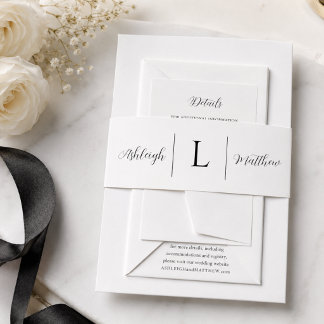 Faire-part Bandeau de mariage élégant blanc pour invitation