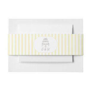 Faire-part Bandeau de mariage élégant rayé jaune doux