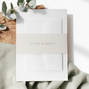 Faire-part Bandeau de mariage minimaliste ivoire et taupe