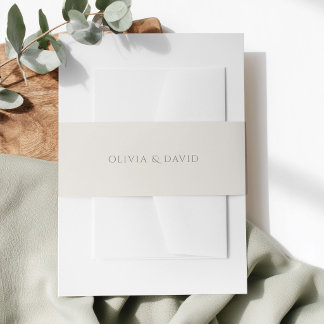 Faire-part Bandeau de mariage minimaliste ivoire et taupe