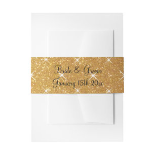 Faire-part Bandeau de mariage pailleté or brillant